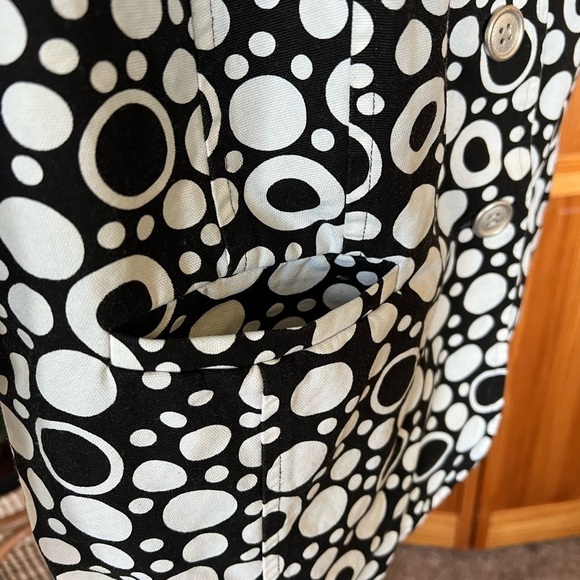 Susan Graver 2X Black White Abstract Polka Dots Button Jacket Blazer Pockets - Picture 5 of 8